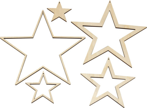 5er Set Dekohänger Sterne in unterschiedlichen Größen aus dem Erzgebirge