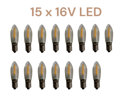 LED Riffelkerzen für 15 flammige Schwibbögen und Lichterspitzen 16 Volt