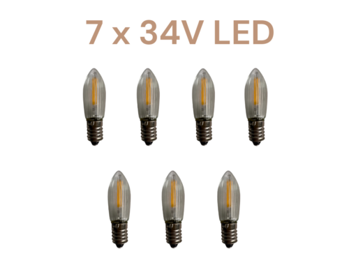LED Riffelkerzen 7er Set für 7 flammige Schwibbögen und Lichterspitzen 34 Volt