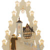 Lichterspitze aus Sperrholz mit dem Motiv der Altstadt von Rothenburg ob der Tauber mit dem Nachtwächter im Vordergrund. Lichterspitze ist auf beiden Seiten gleich